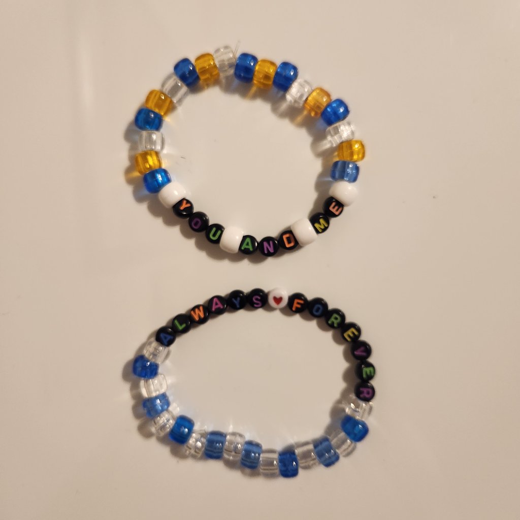 Blue And Yellow Beaded Couples Bracelets